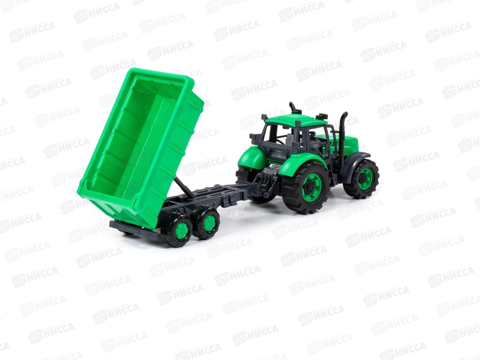 Трактор &quotПрогресс&quot с прицепом инерционная (зелёный) в лотке, 94186  *5