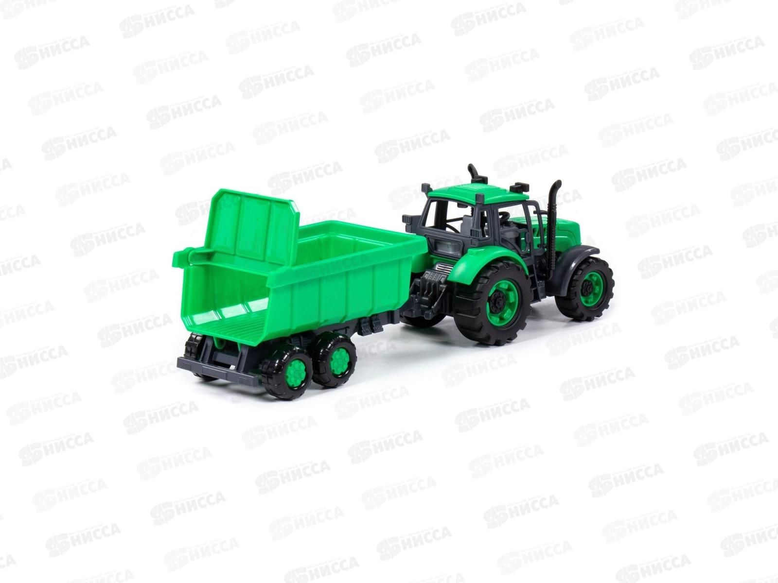 Трактор &quotПрогресс&quot с прицепом инерционная (зелёный) в лотке, 94186  *5