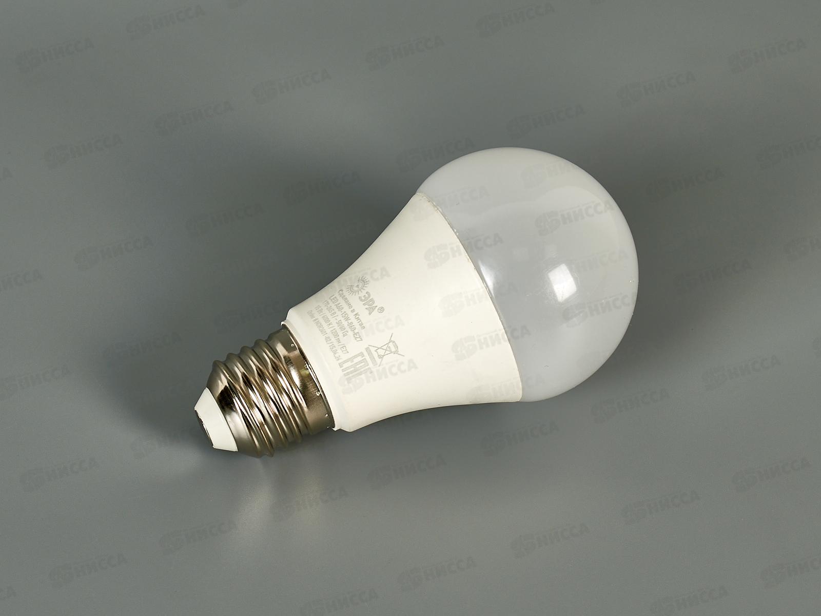 Лампа светодиодная ЭРА STD LED A60-15W-860-E27 15Вт 6000К *10/100