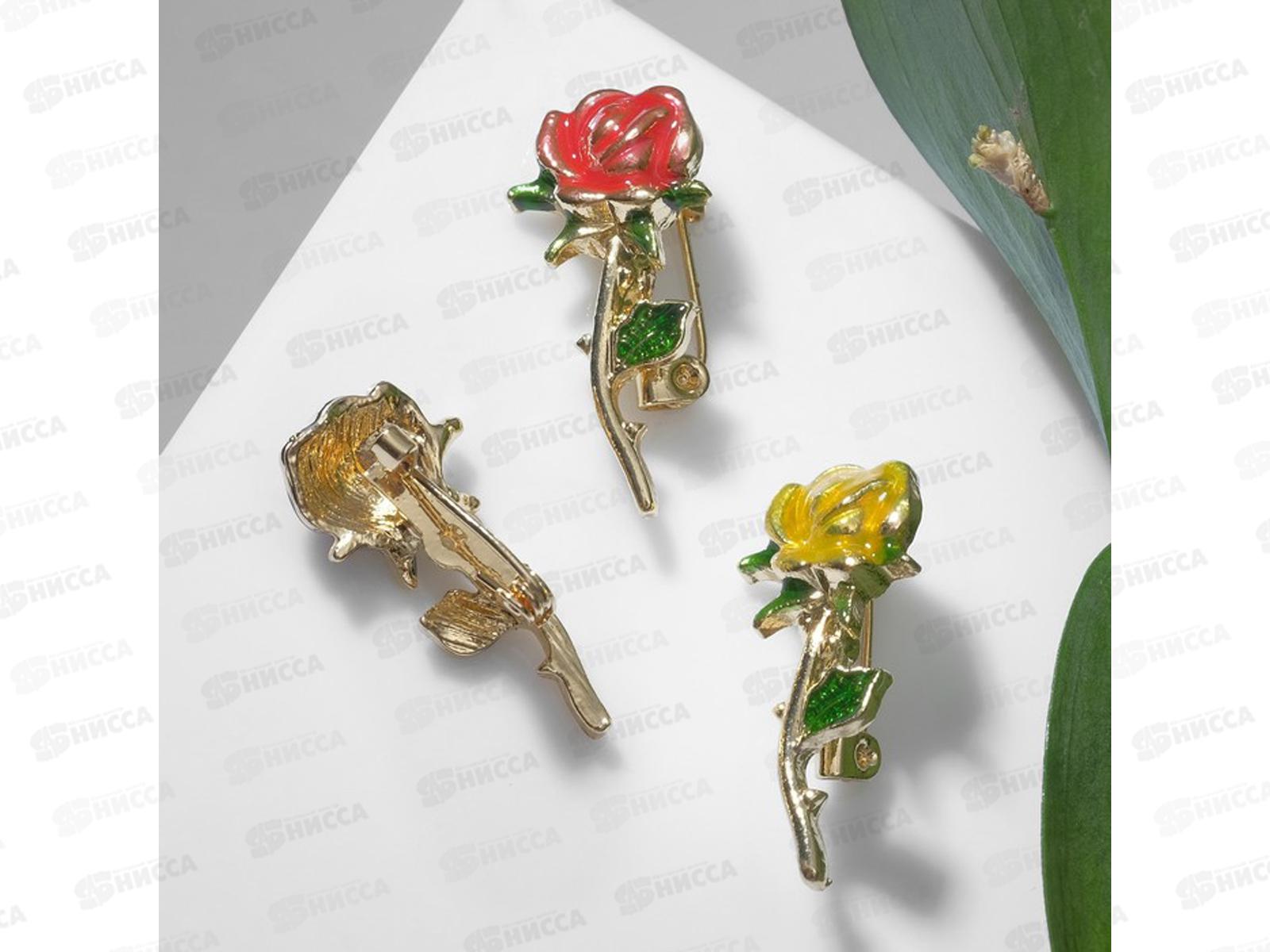 Брошь &quotРоза&quot с листьями микс 9088989 *12