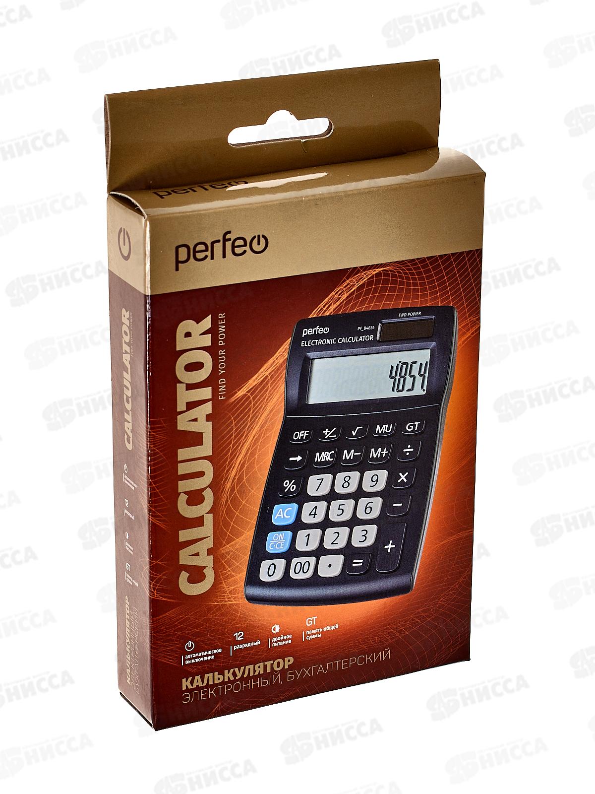 Калькулятор Perfeo PF B4854 12 разрядный,бухгалтерский настольный,черный