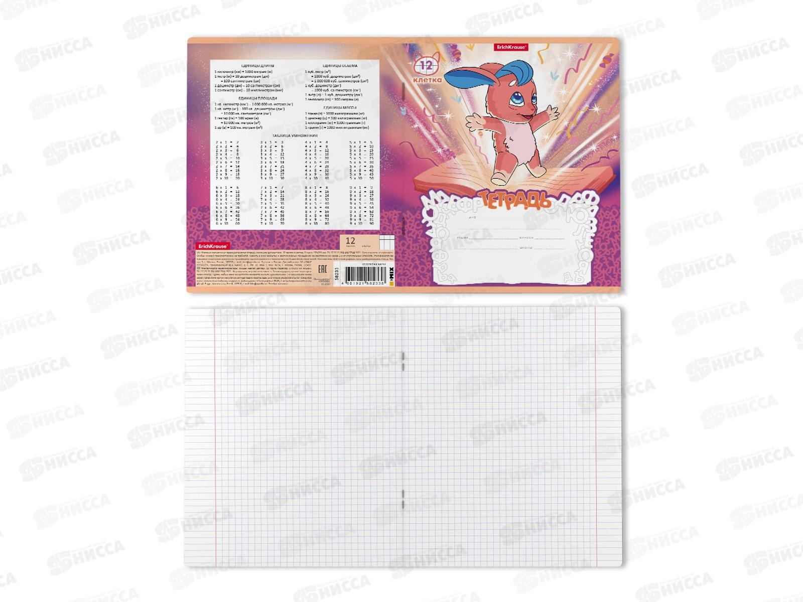 Тетрадь 12листов клетка ПОЛИ Волшебный друг,58233*10/280
