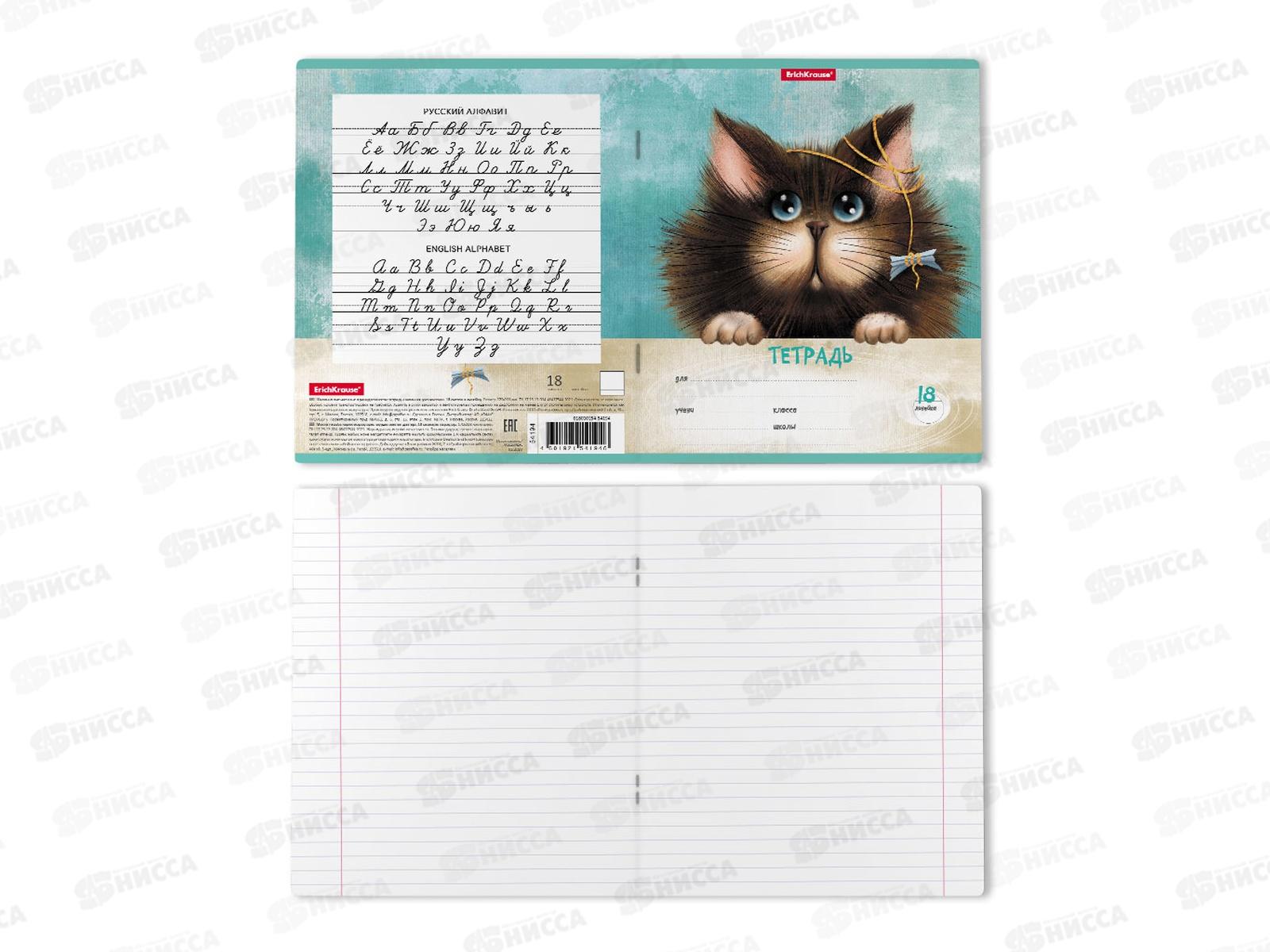 Тетрадь 18листов линия ПОЛИ Funny Cats, 54194*10/200