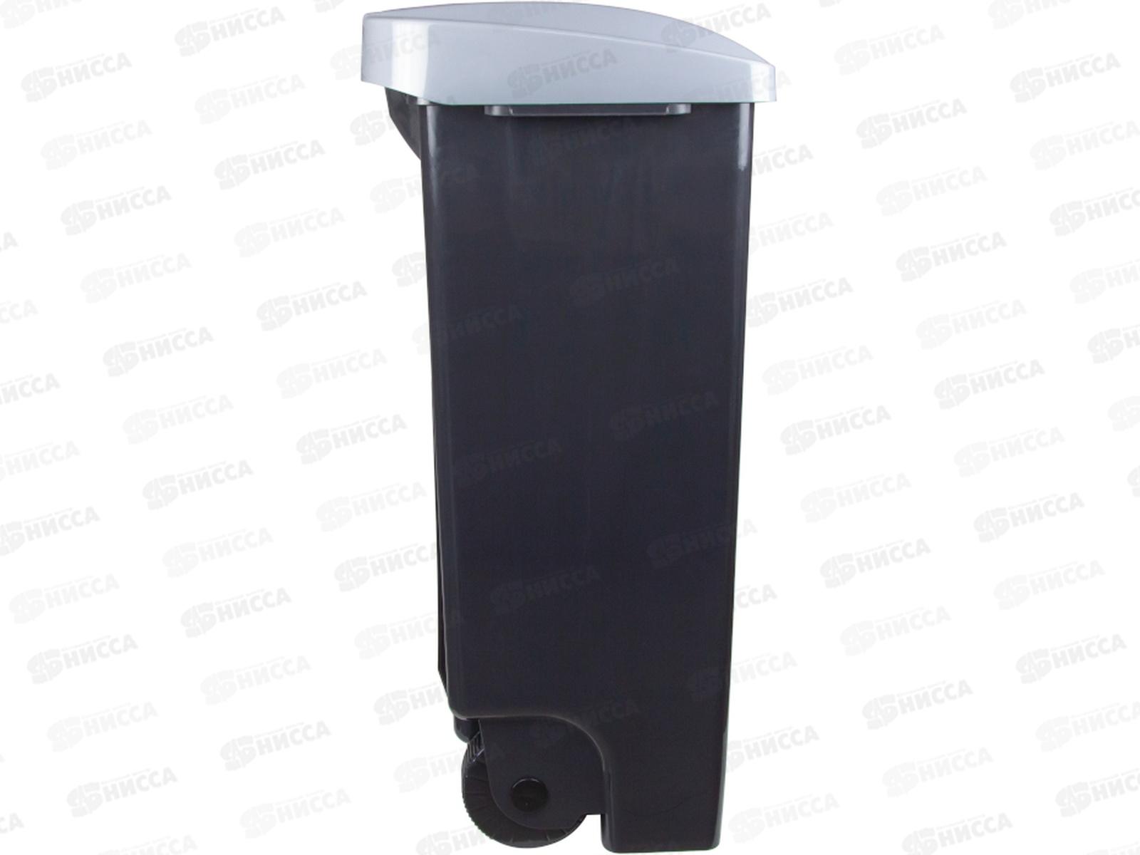 Бак 110л с педалью на колесах Серый М2395 *1