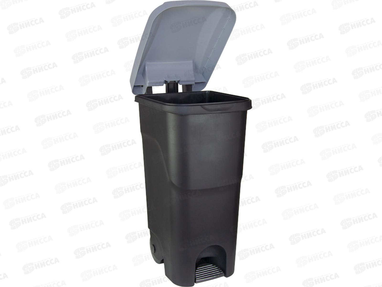 Бак 85л с педалью на колесах Серый М2399 *1