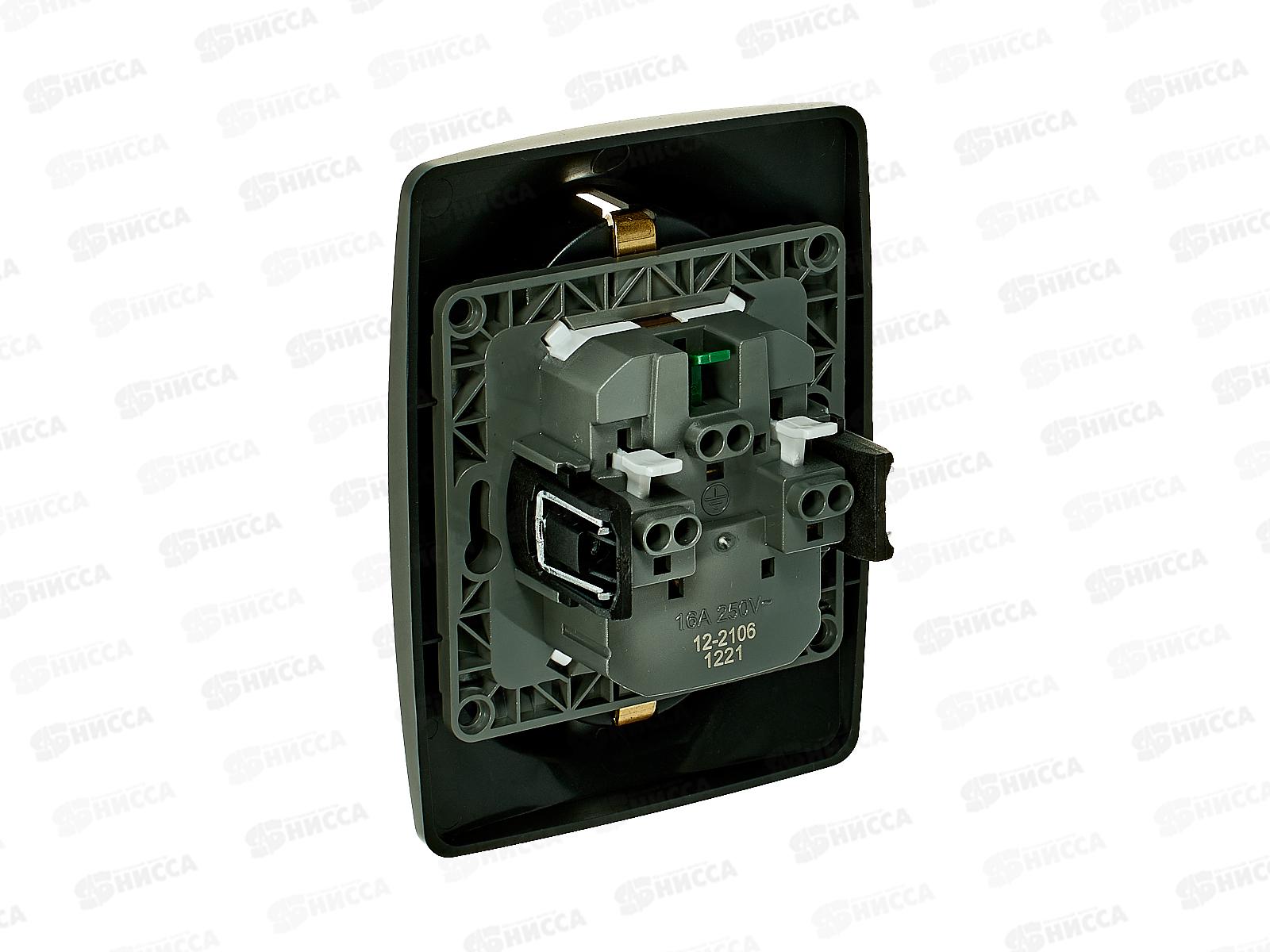 Розетка  Эра открытой установки, 2*2P+Е IP20, антрацит, 12-2106-05 *10/100