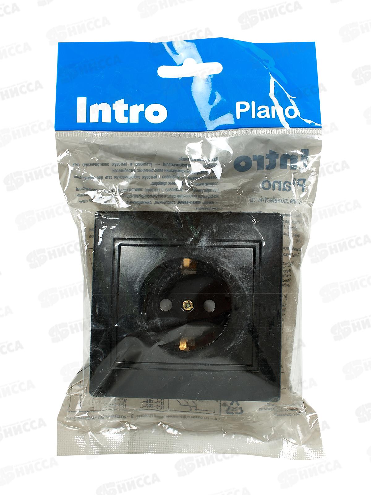 Розетка INTRO Plano cкрытой установки 16А-250В, IP20, антрацит, 1-206-05