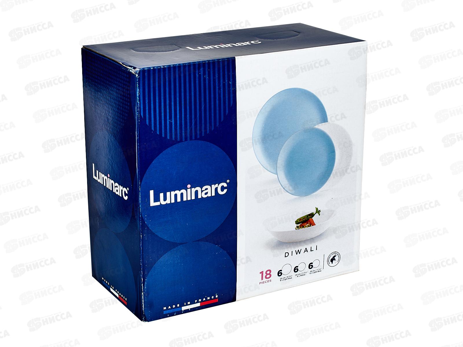 Столовый набор 18 предметов Дивали Лайт Блю Уайт P5911