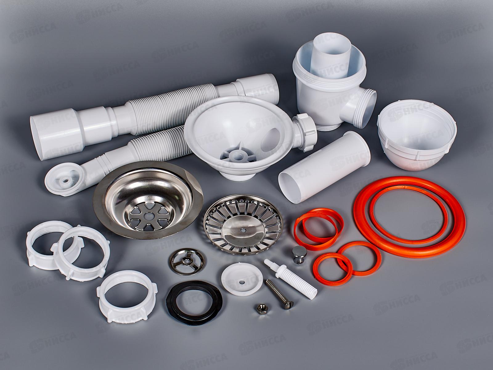 Сифон СЕМ-К (П) для мойки 3 1/2 (круглый перелив пластиковый шток)