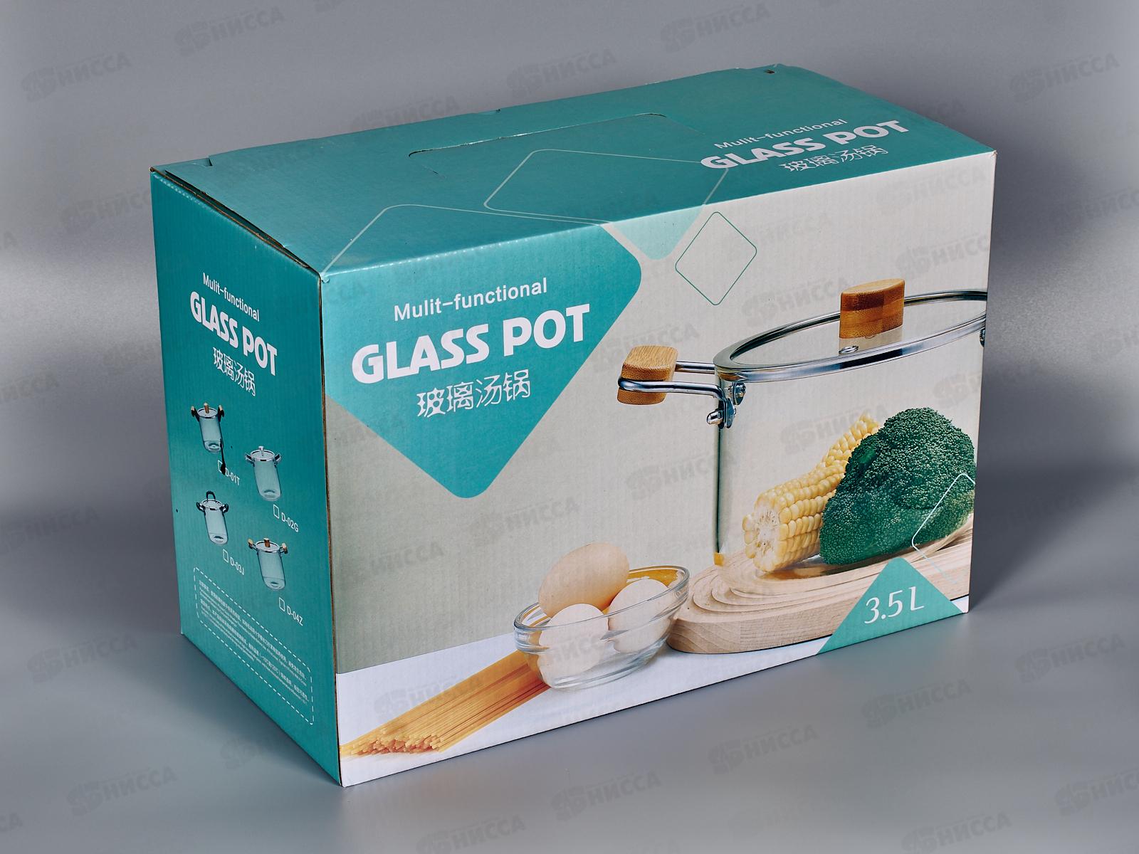 Кастрюля 3,5л термостойкое стекло дер/руч AST-006-D-01T *12