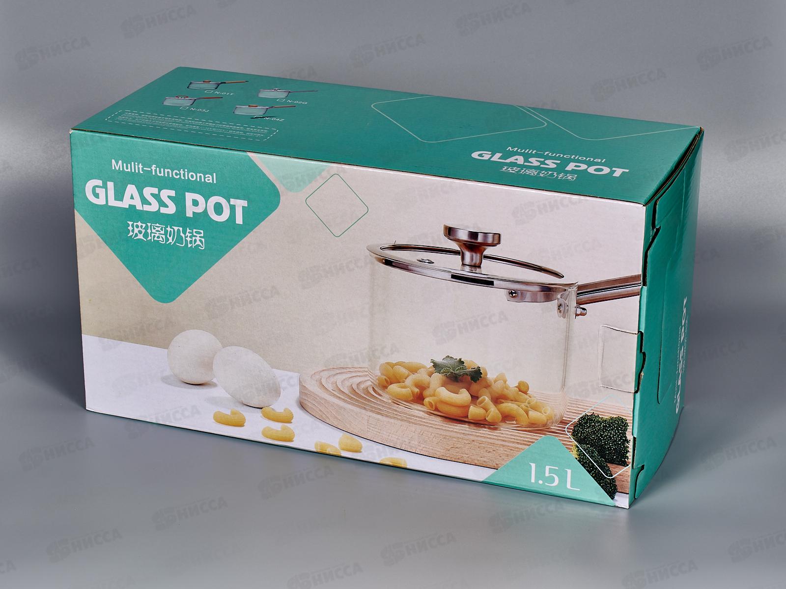 Ковш 1,5л термостойкое стекло дер/мет/руч AST-006-N-04Z *12