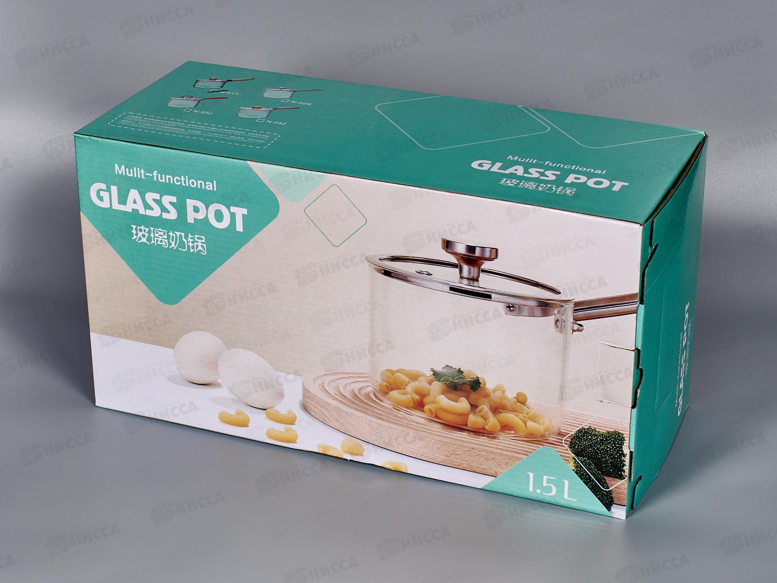 Ковш 1,5л термостойкое стекло дер/руч AST-006-N-01T *12