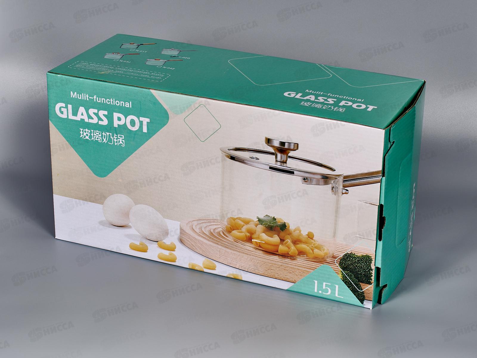 Ковш 1,5л термостойкое стекло мет/руч AST-006-N-02G *12