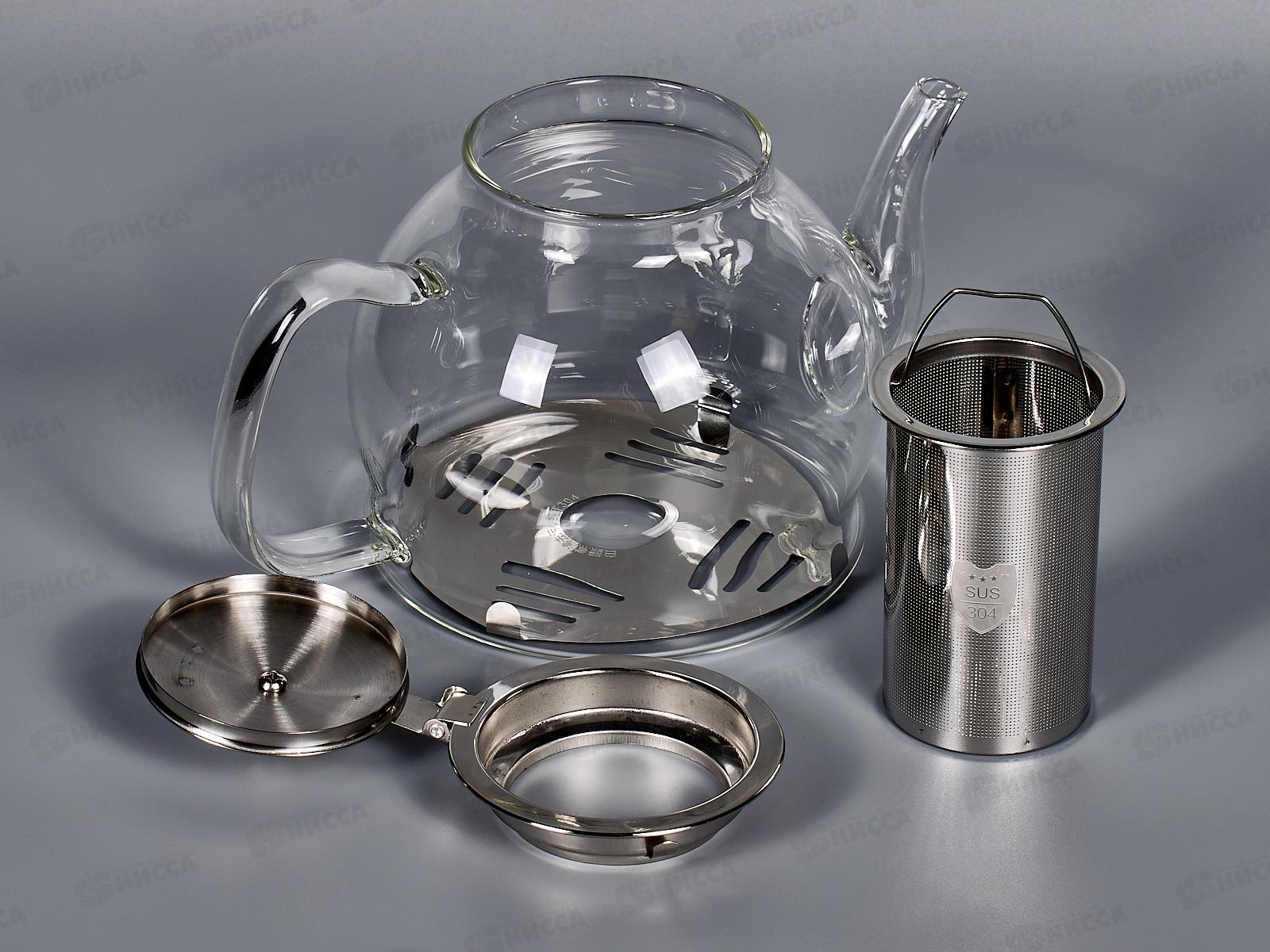 Чайник 1,2л заварочный мет/сито термостекло индукция МС304 AST-006-D-03A *36