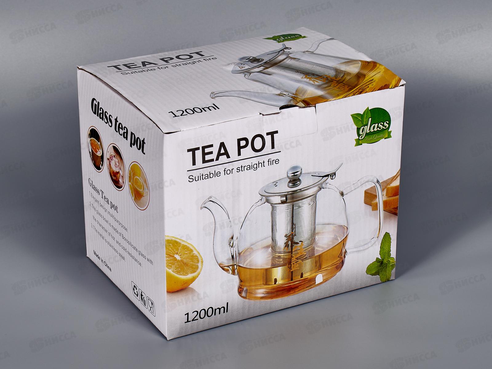 Чайник 1,2л заварочный мет/сито термостекло индукция МС304 AST-006-D-03A *36