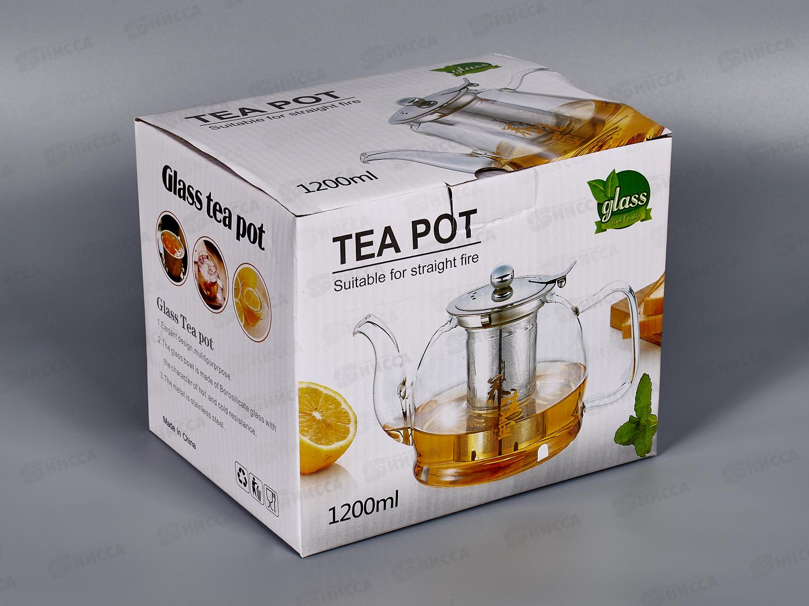 Чайник 1,2л заварочный мет/сито термосекло инд МС304 AST-006-D-04A *36