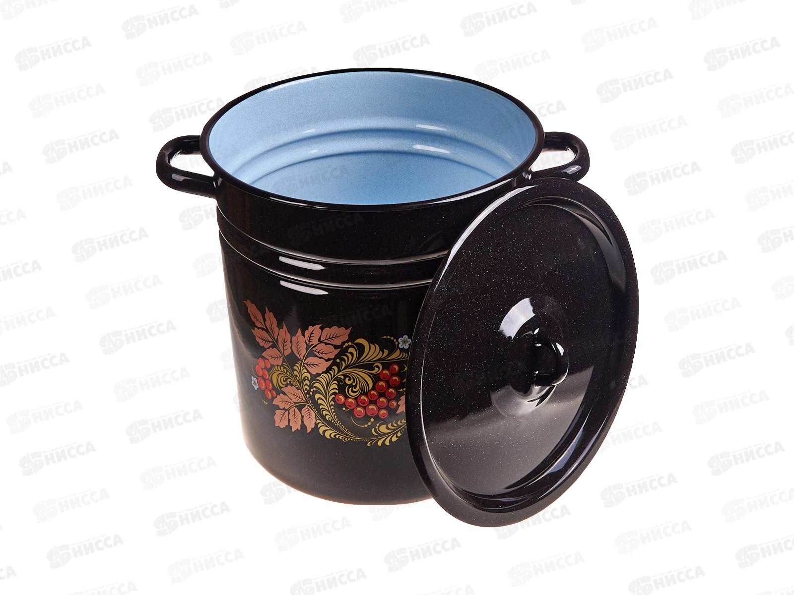 Кастрюля 12,0л цилиндрическая Рябинушка, черный рябчик, с петлей С1624.Р*05