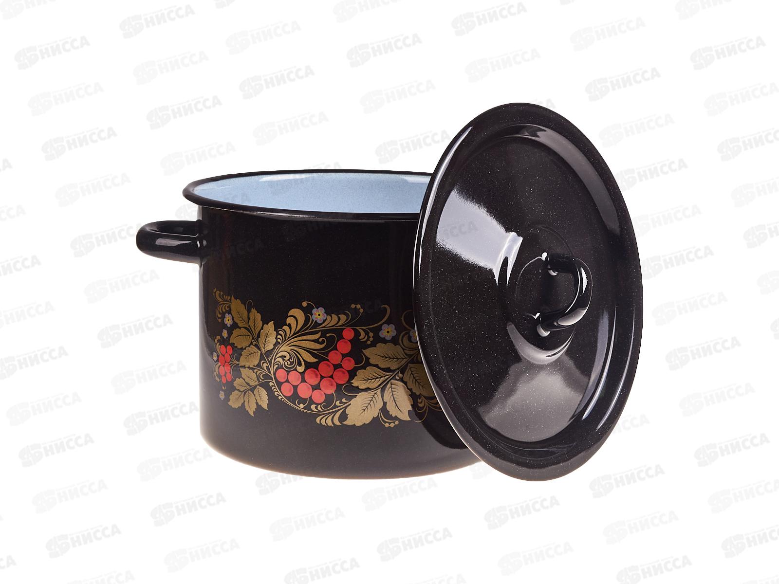 Кастрюля 3,5л цилиндрическая Рябинушка, черный рябчик, с петлей С1612.Р*05