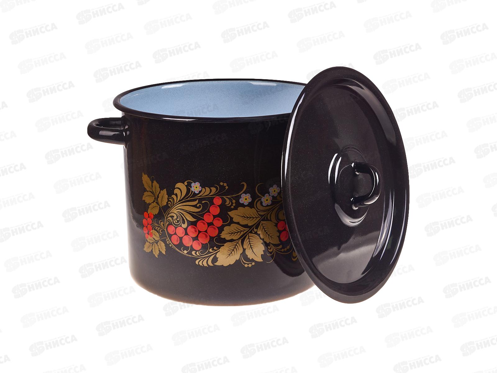 Кастрюля 5,5л цилиндрическая Рябинушка, черный рябчик с петлей С1617.Р*05