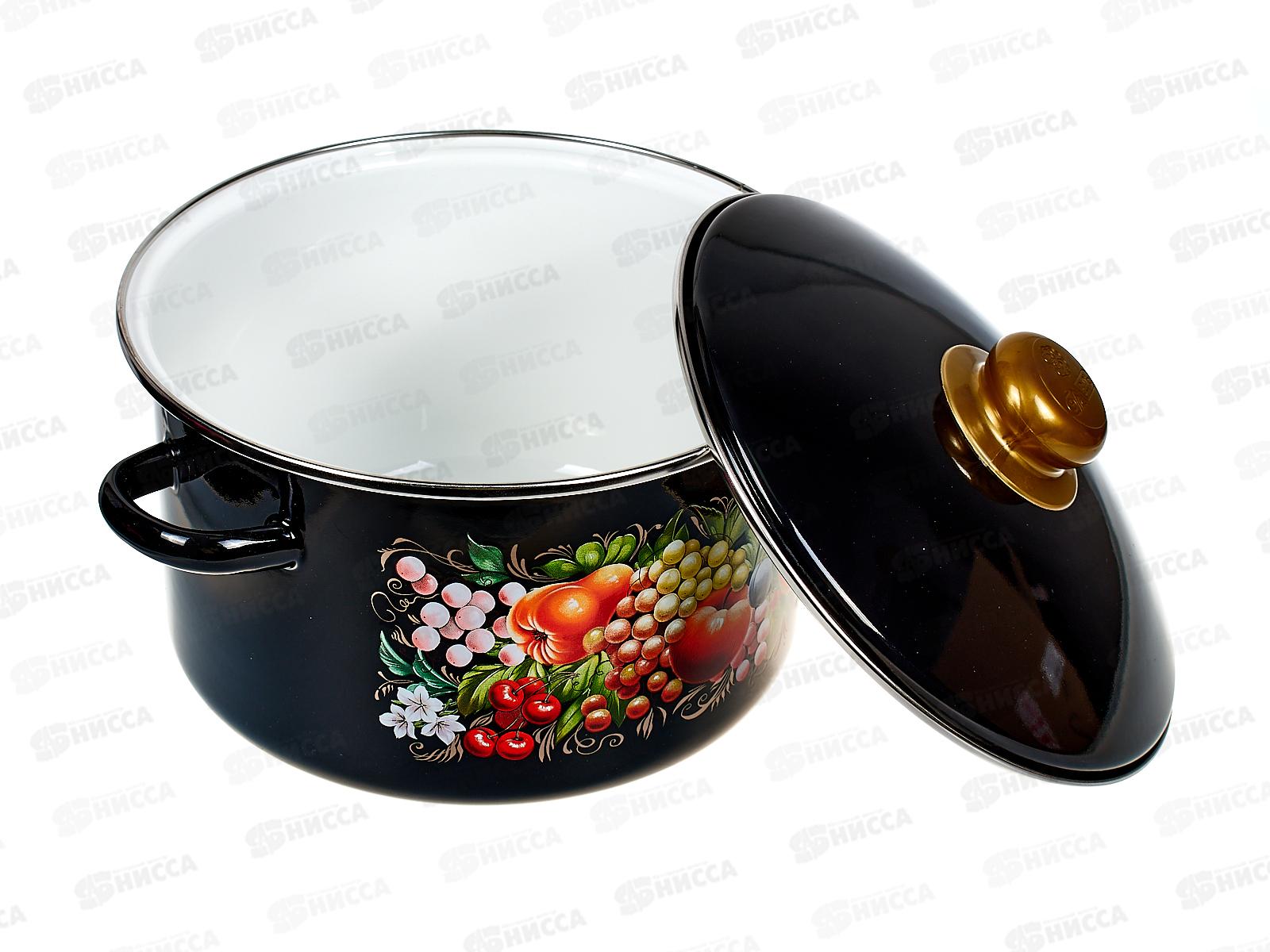 Кастрюля 4,0л эмалированная с рисунком 10-Б1614/6 Жостово *4