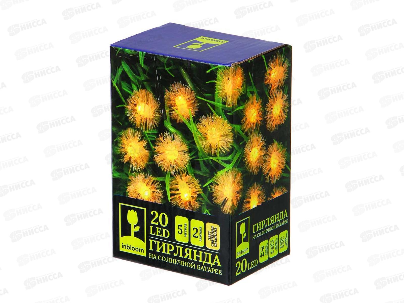 Гирлянда садовая солнечная батарея 20LED 5м шампань INBLOOM 185-066  г