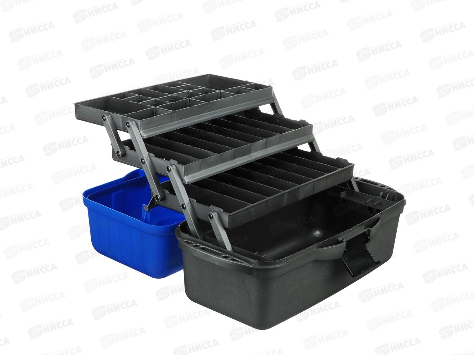 Ящик рыболова трехполочный AZOR 44*22*24см синий 147-029 г