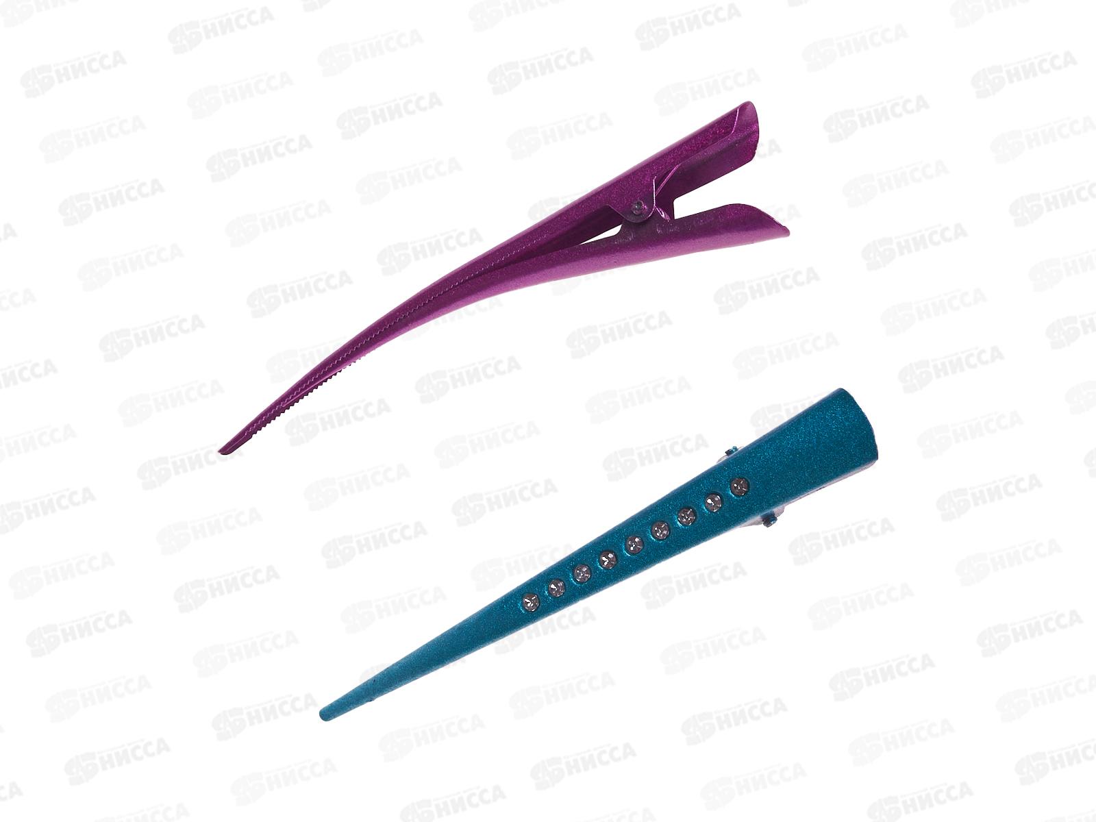 Заколка &quotУточка&quot бол. со стразами цветная №1541(упак.12шт.)