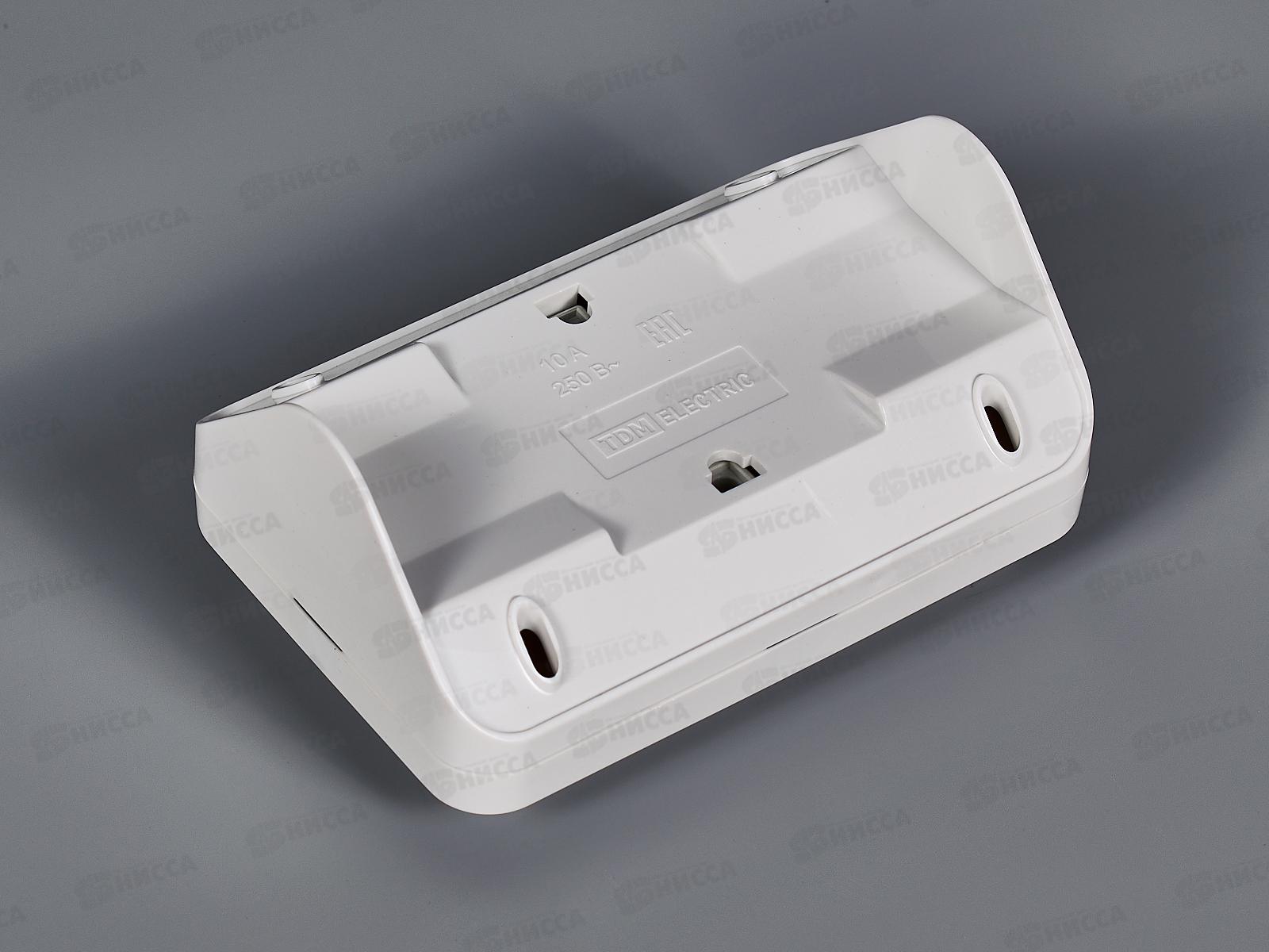 Розетка TDM двойная угловая открытая установка с з/ш, IP20 10А белый &quotЛадога&quot, 0022