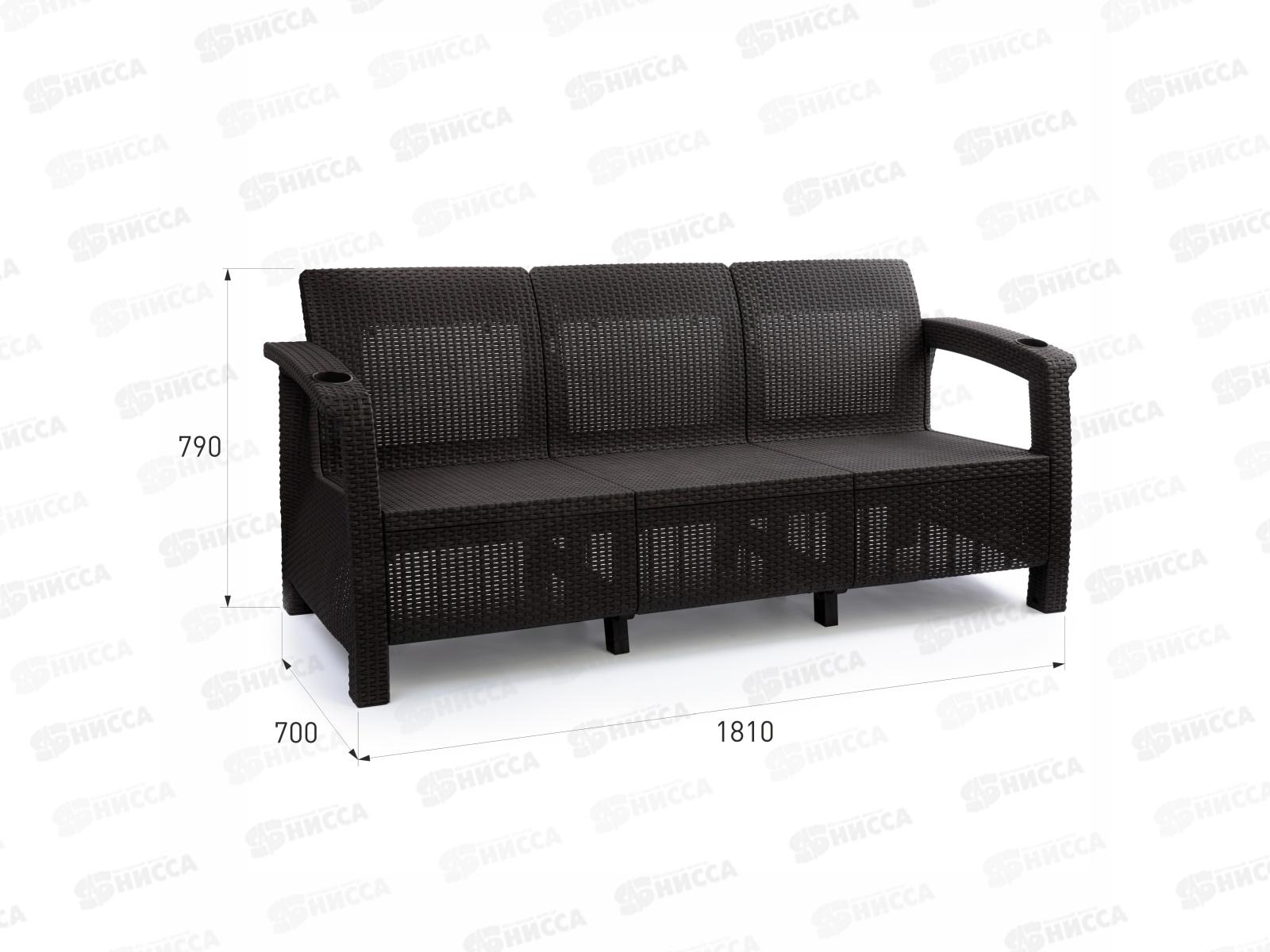 Диван &quotРотанг-плюс&quot 3-х местный мокко М8836 *1