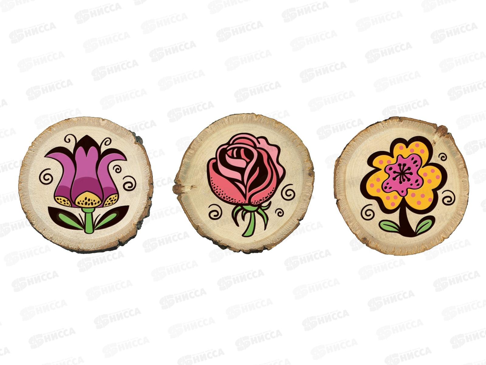 Выжигание на спилах &quotЦветы&quot (спил малый) 04805