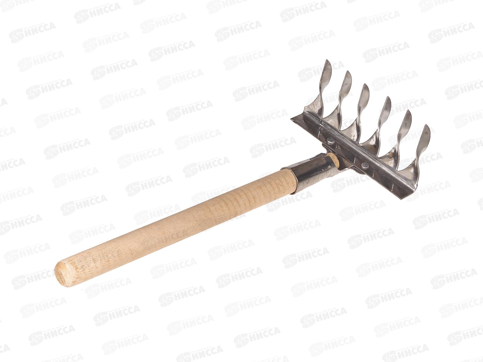 Грабли витые 6-и зубчатые  нержавейка, с черенком