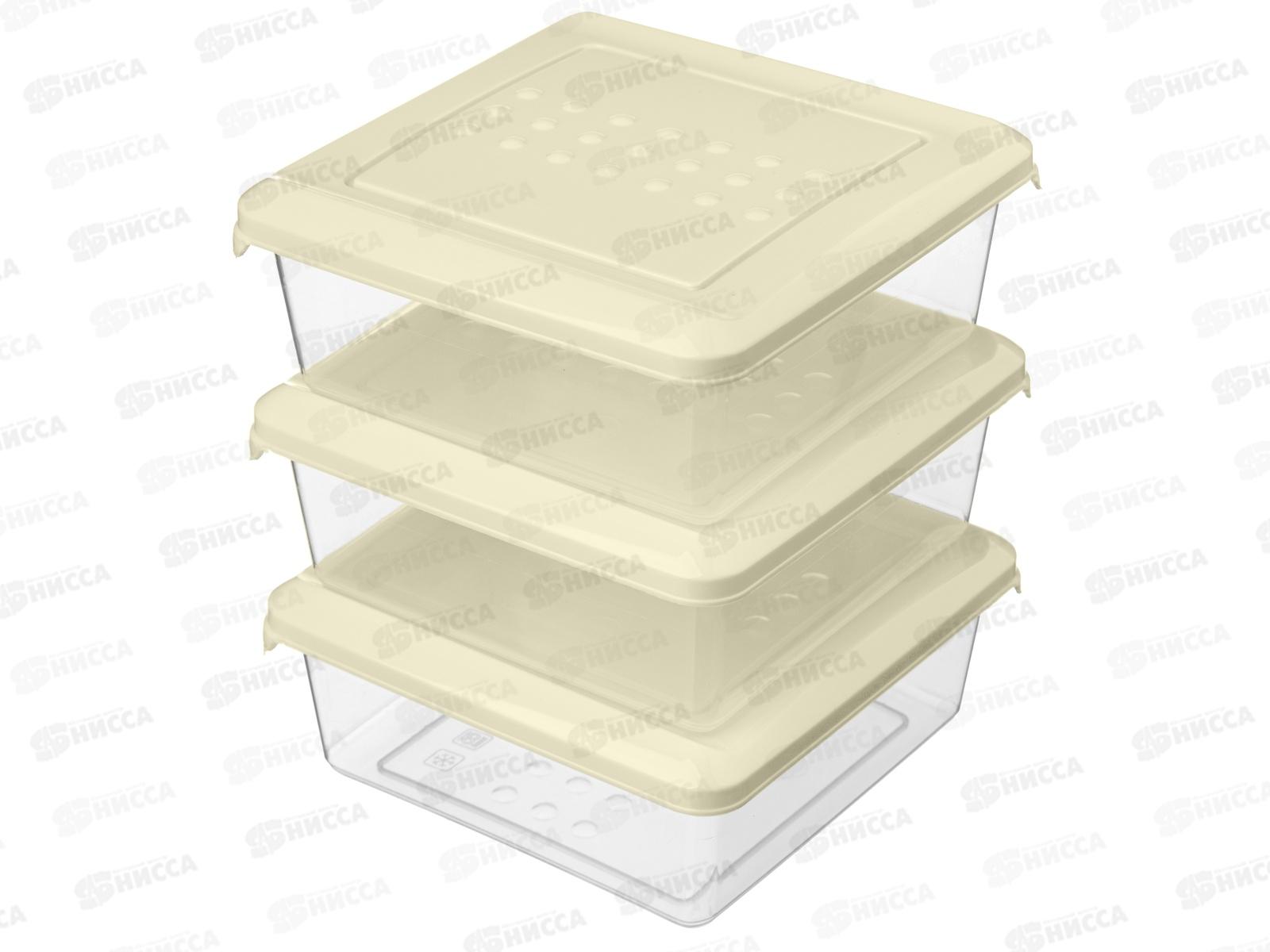 Контейнер для продуктов &quotAsti&quot квадрат 0,5л 3шт светло-бежевый 221101025/01 *18