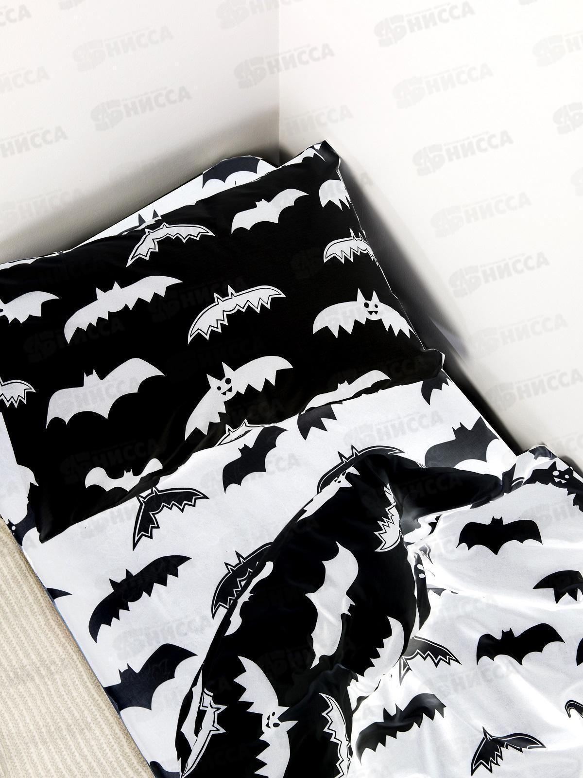 Комплект постельного белья 1,5спальный Перкаль WmeW Летучие мыши 10507-1+10508-1 50*70(1) с кнопкой