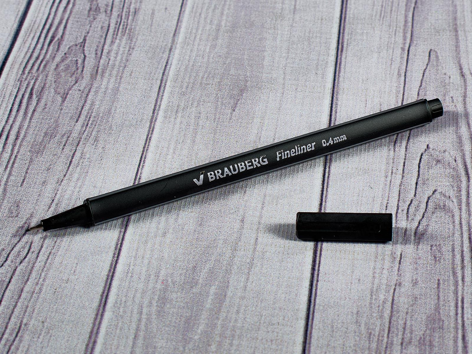 Ручка капиллярная (линер) BRAUBERG Aero черная,142252 *12
