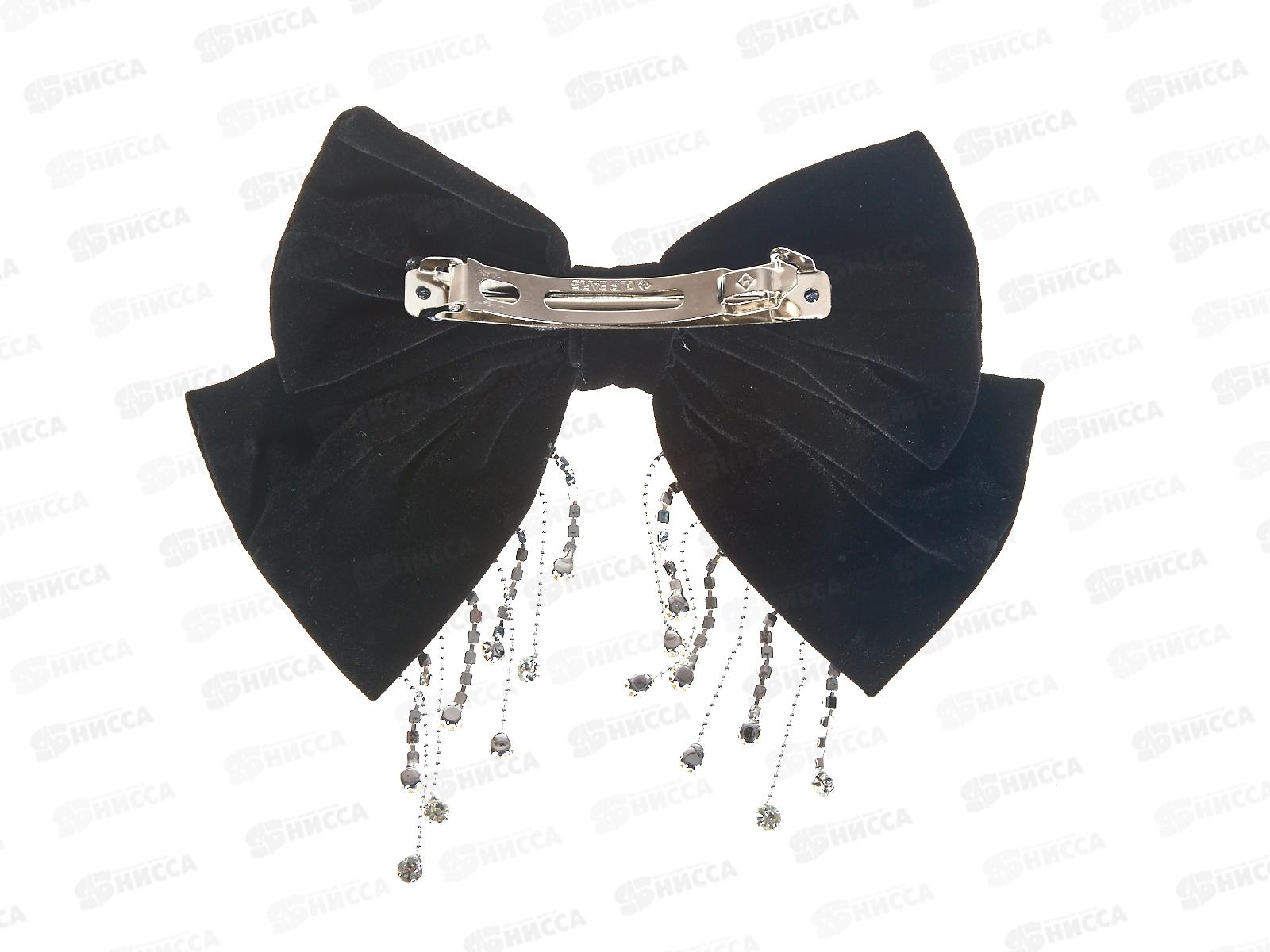 Заколка-автомат с бантом бархат,стразы №7451