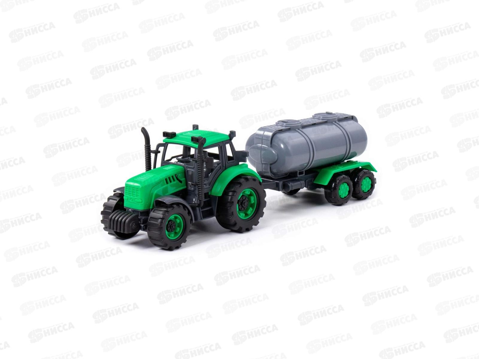 Трактор &quotПрогресс&quot с прицепом-цистерной (зелёный) в лотке, 94636  *8
