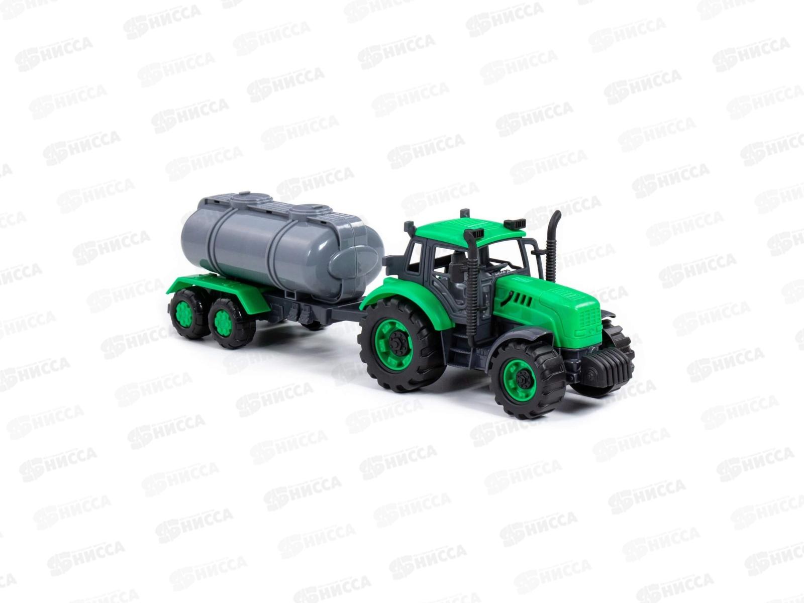Трактор &quotПрогресс&quot с прицепом-цистерной (зелёный) в лотке, 94636  *8