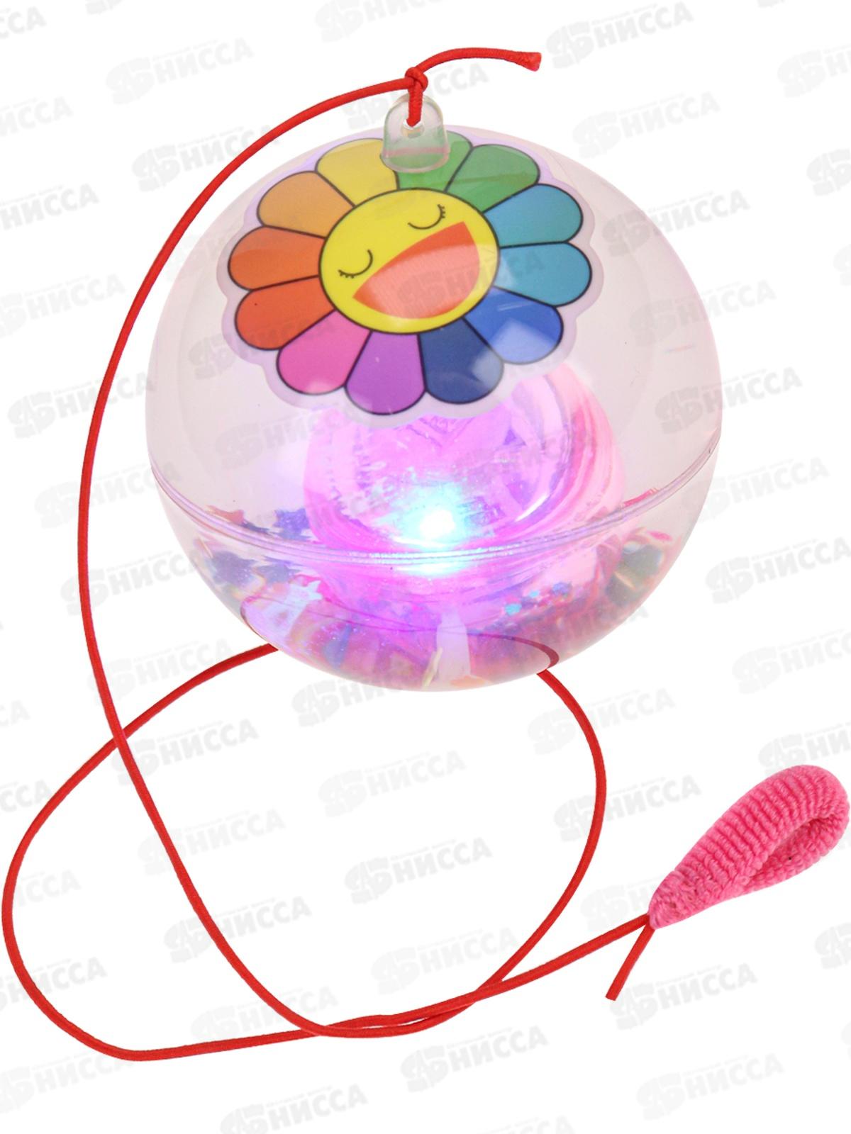 Мяч световой с веревкой &quotРомашка&quot 6,5см, пищит, ИК-2945  *12