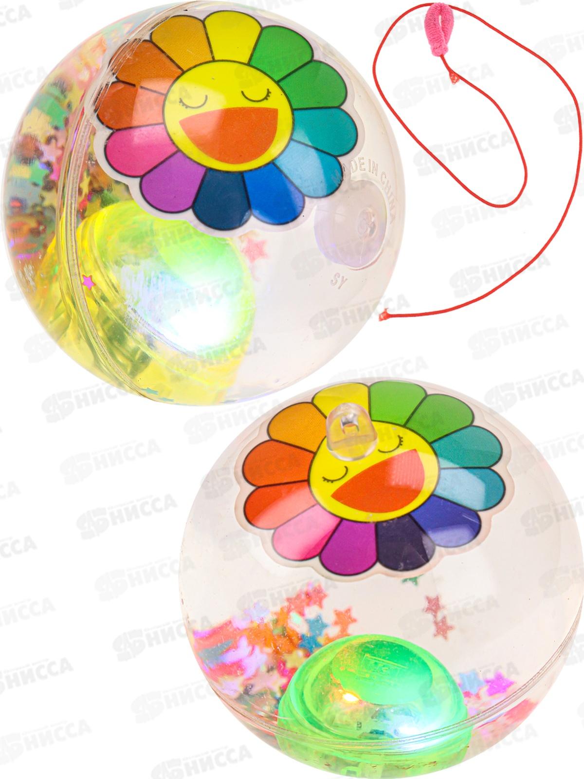 Мяч световой с веревкой &quotРомашка&quot 6,5см, пищит, ИК-2945  *12