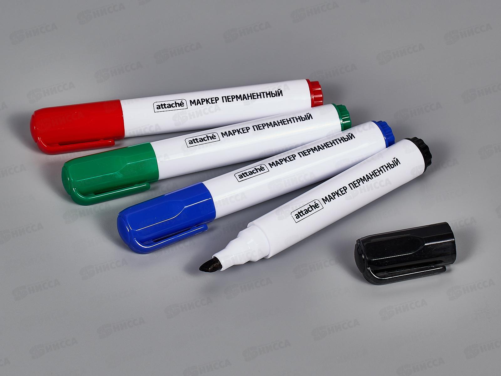 Маркеры ATTACHE 4цв,пермамент. 1,5-3мм,916463*24