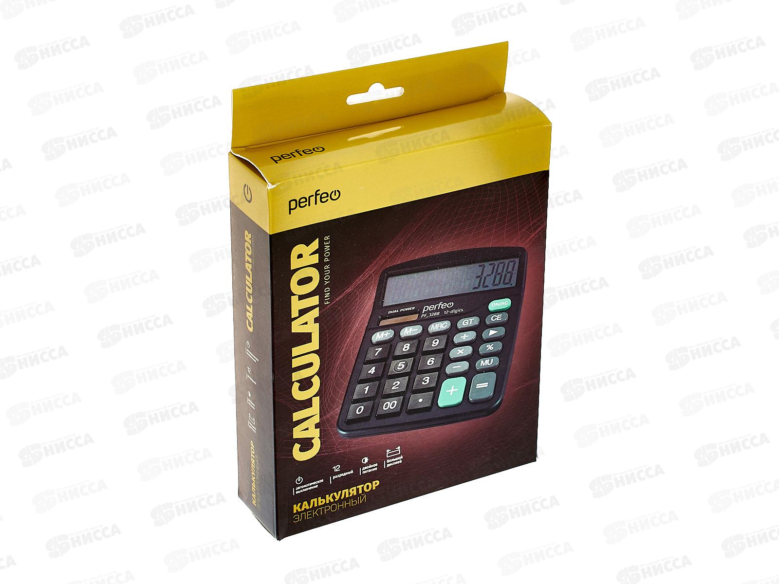 Калькулятор Perfeo PF 3288, бухгалтерский,12-разрядный,черный