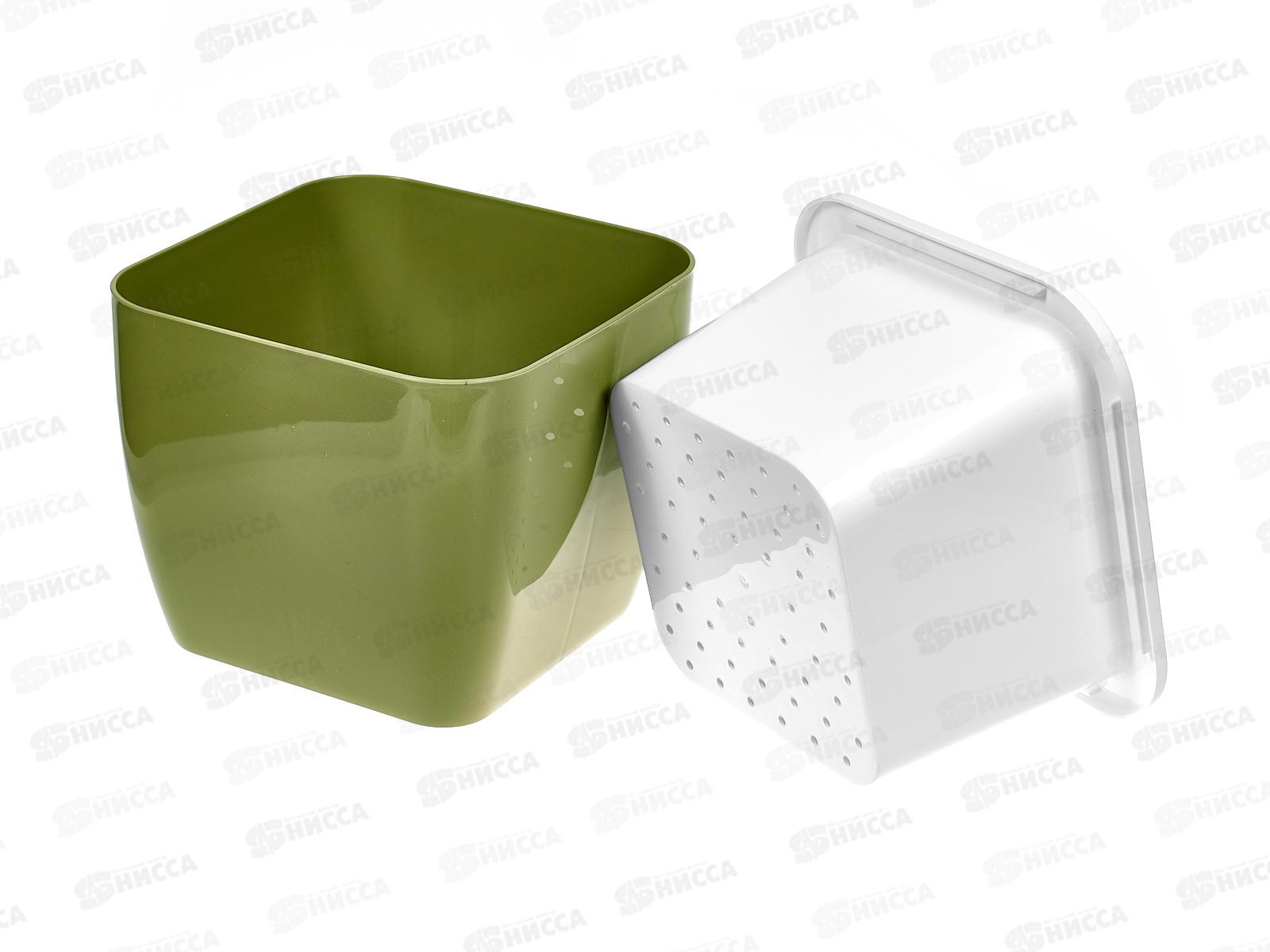 Горшок-кашпо &quotКубик&quot 0,8/1,2л Оливковый 8980 *15