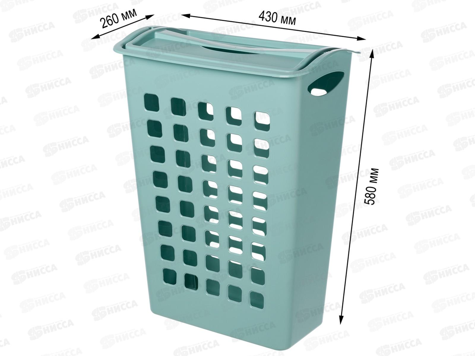 Корзина для белья 38л поворотная крышка узкая Светло-голубой 431255431 *6 БП