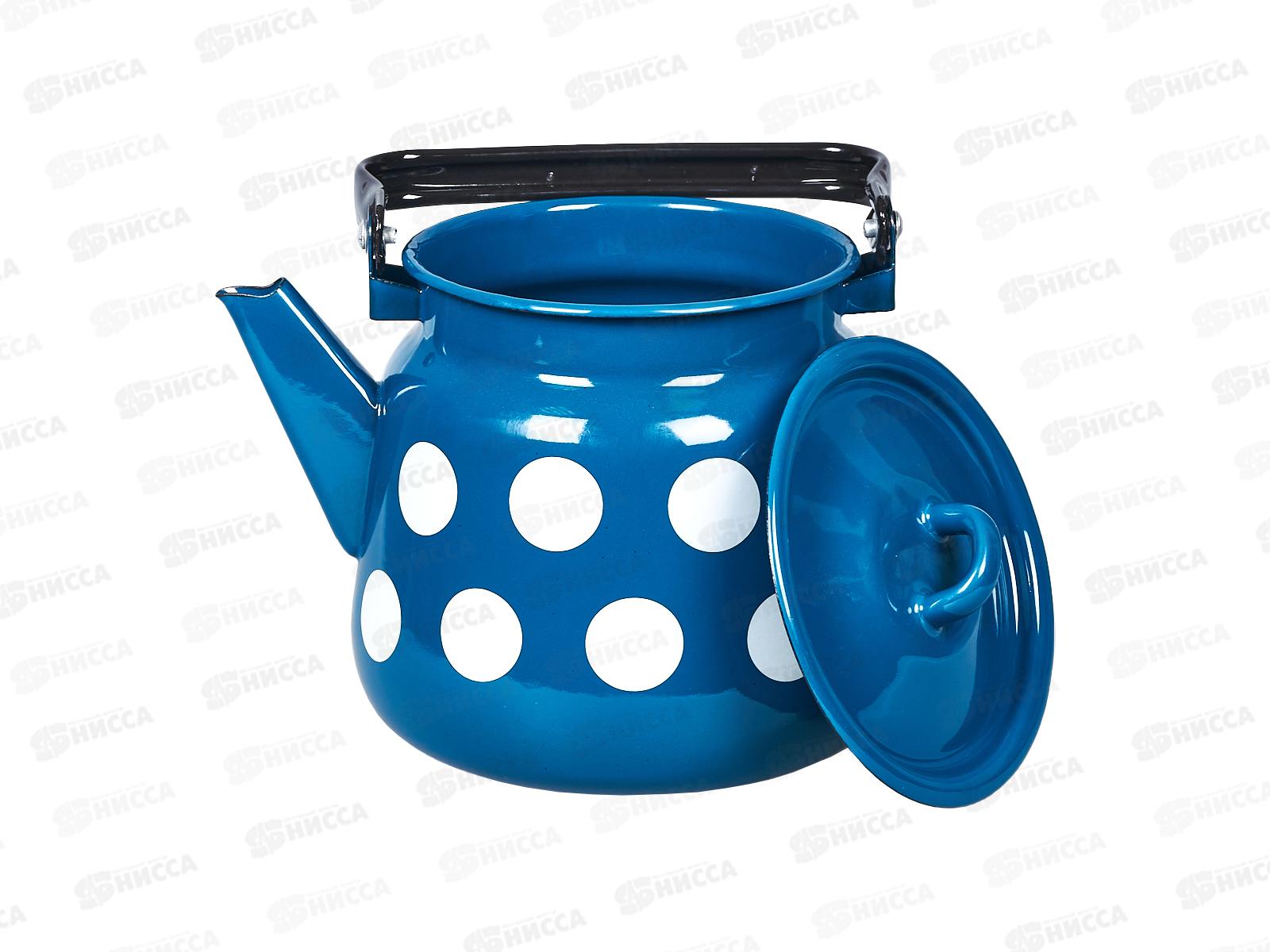 Чайник 3,5л сфер Белый бол. горох, васильковый с петл С2716.4*106