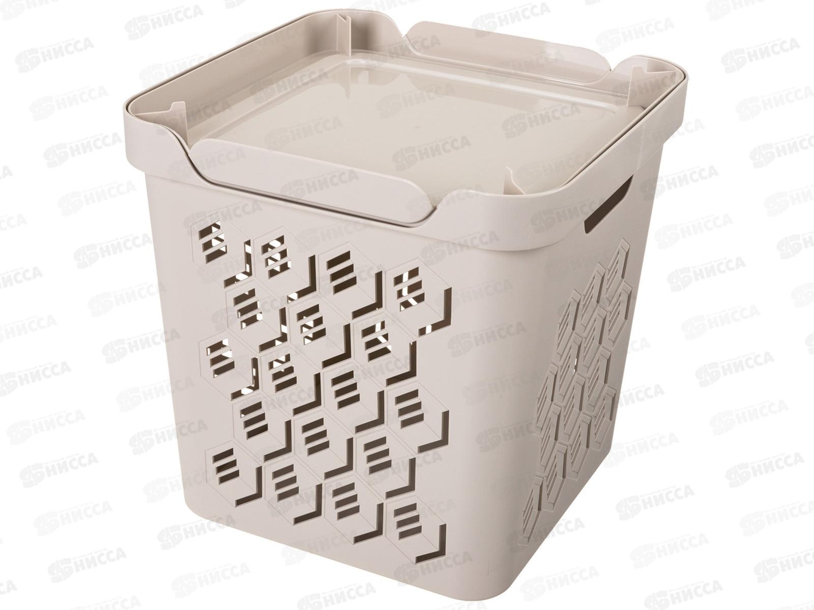 Ящик универсальный 18л &quotDELUXE&quot с крышкой Светло-бежевый 433242734  БП