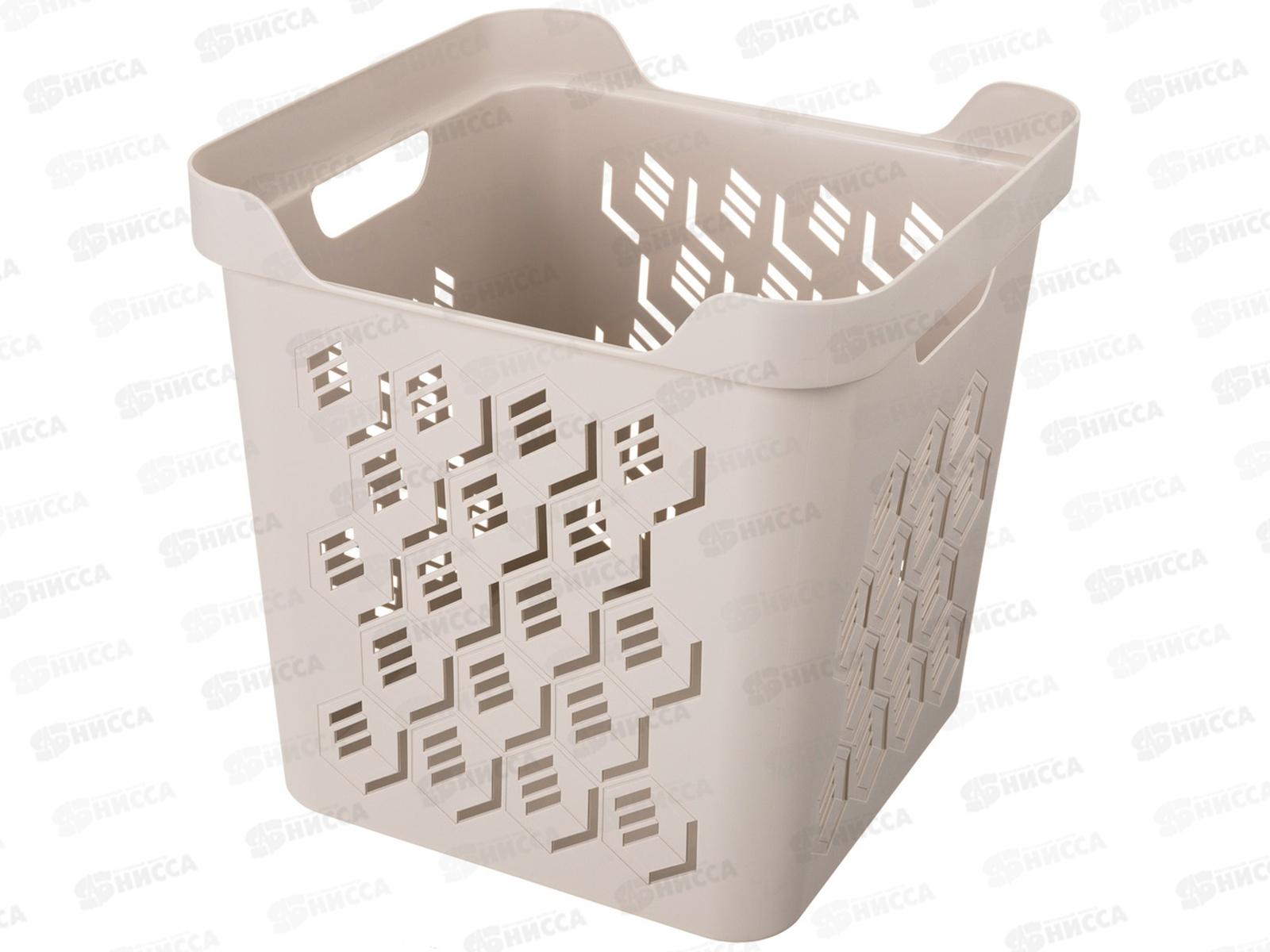 Ящик универсальный 18л &quotDELUXE&quot с крышкой Светло-бежевый 433242734  БП