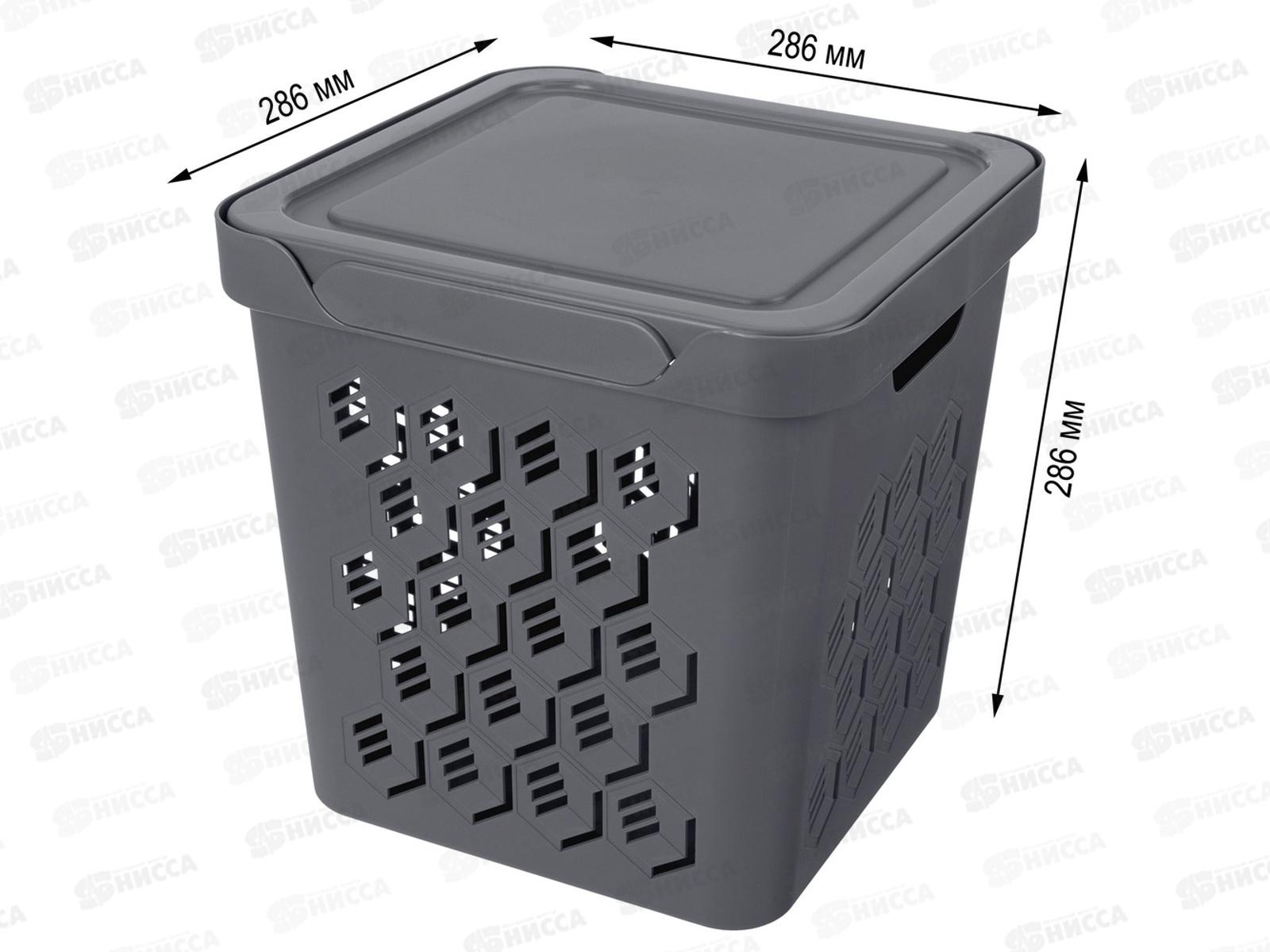 Ящик универсальный 18л &quotDELUXE&quot с крышкой Серый 433242711  БП