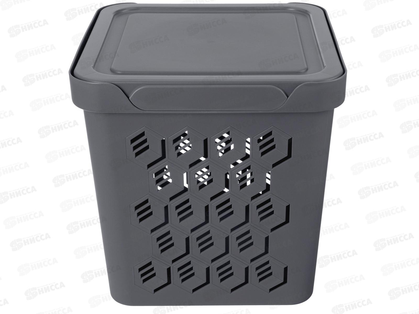 Ящик универсальный 18л &quotDELUXE&quot с крышкой Серый 433242711  БП