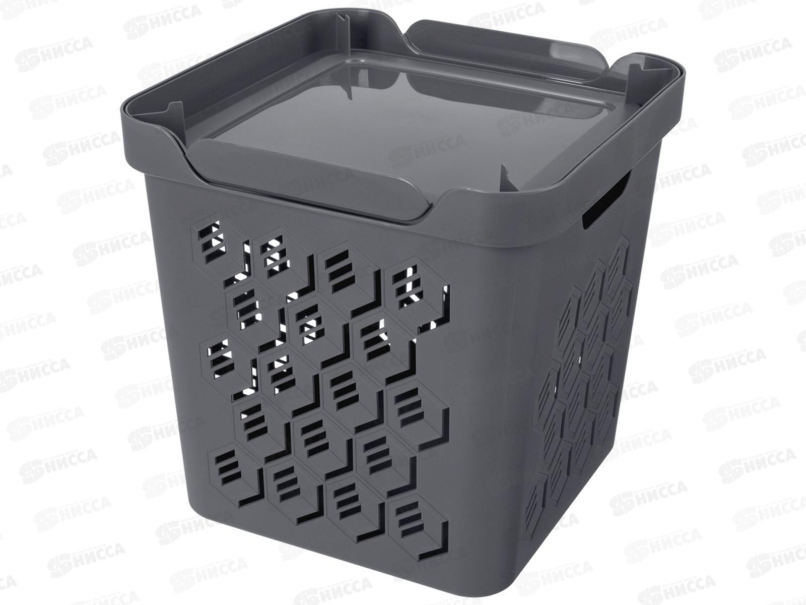 Ящик универсальный 18л &quotDELUXE&quot с крышкой Серый 433242711  БП