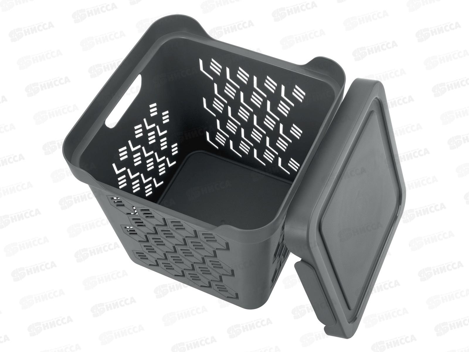 Ящик универсальный 18л &quotDELUXE&quot с крышкой Серый 433242711  БП